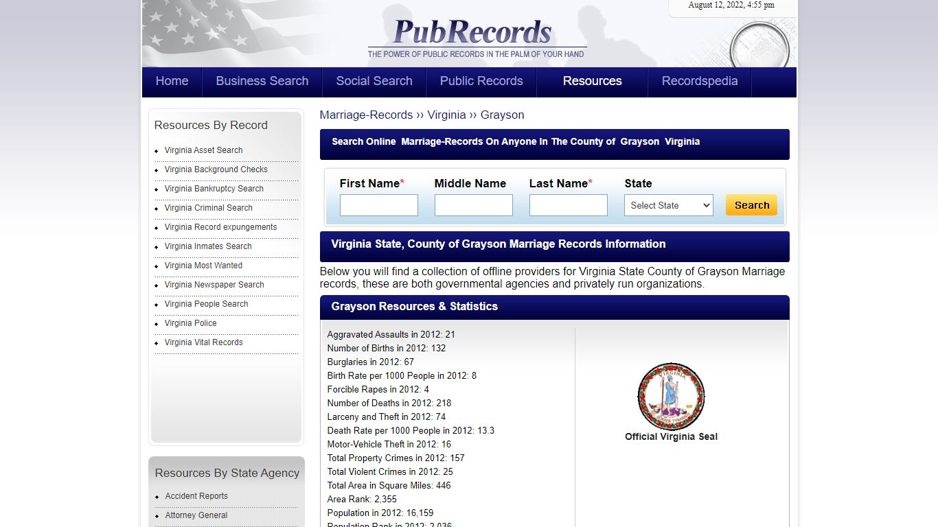 Grayson County, Virginia Marriage Records